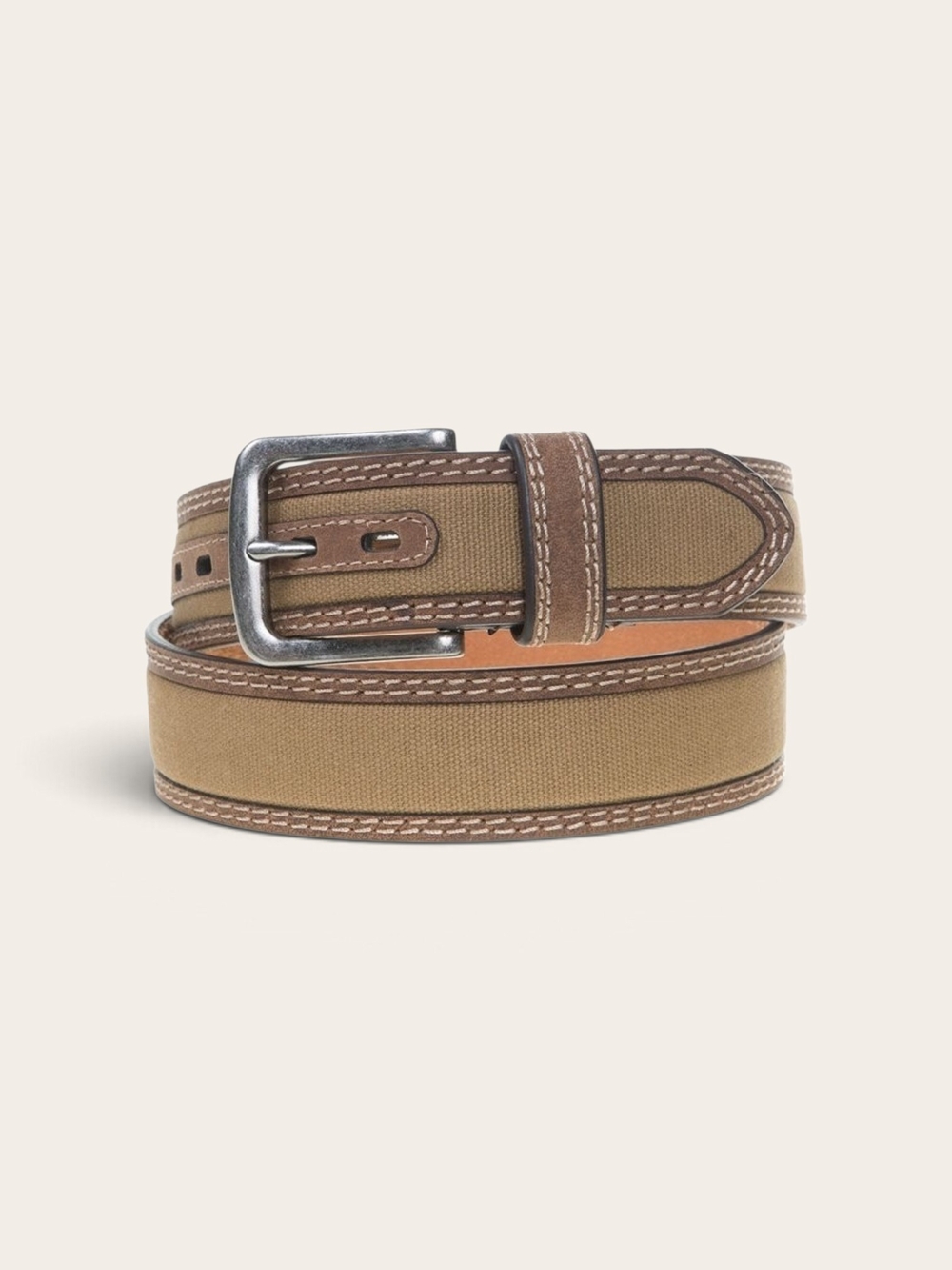 Berne Workwear Canvas Leather Work Belt Khaki Brown Size 46